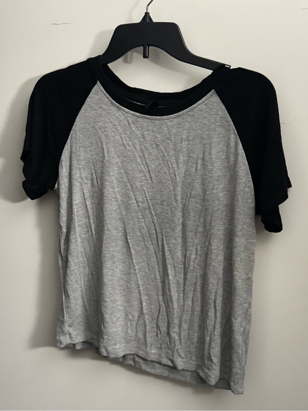 Classic Raglan Short Sleeve Tee — Black & Gray